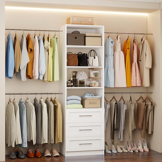 Fastgo Closet System with Drawers, 5-9FT Closet Organizer System with 4 by fastgo