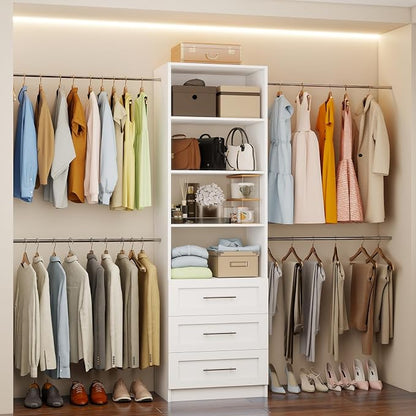 Fastgo Closet System with Drawers, 5-9FT Closet Organizer System with 4 by fastgo