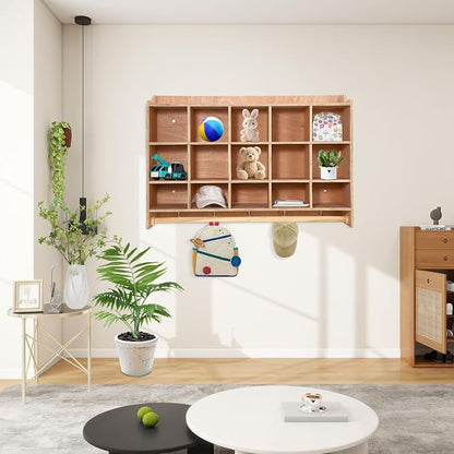 Wall Mounted Cubby Storage Organizer – 15 Cubbies, Shoe Layer, Hooks & Shelf – - Image 2