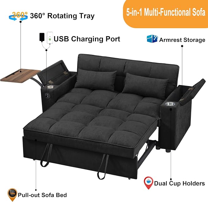 hansones ​66" Multi-Functional Pull-Out Sofa Bed - Image 3