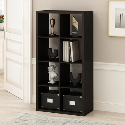 Furinno Simple 8-Cube Storage Organizer, Display Shelf, Dark Oak | Extra Thick by Furinno-FitsYourSpaceFitsYourBudget