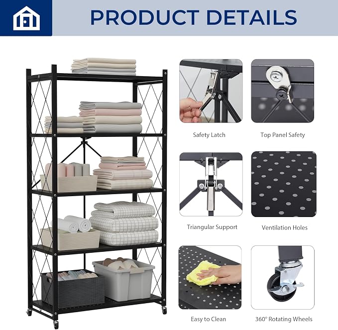 5 Tier Foldable Storage Shelf - Image 4