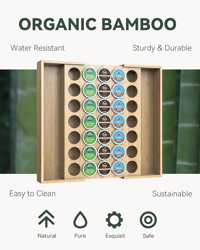Larger Expandable Bamboo Coffee Pod Holder - Image 6