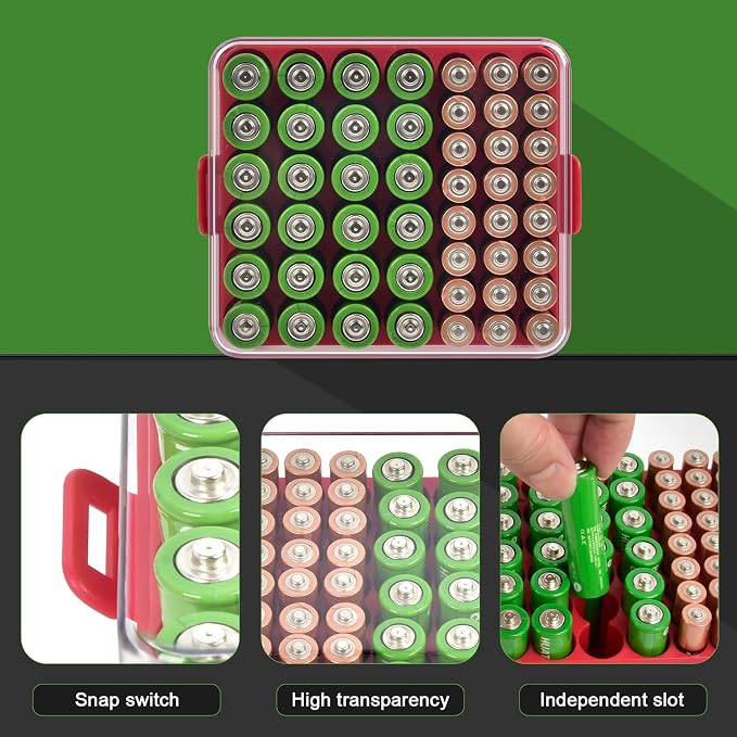 ALCYON Battery Organizer Storage Case, Battery Vault Box Container - Image 2