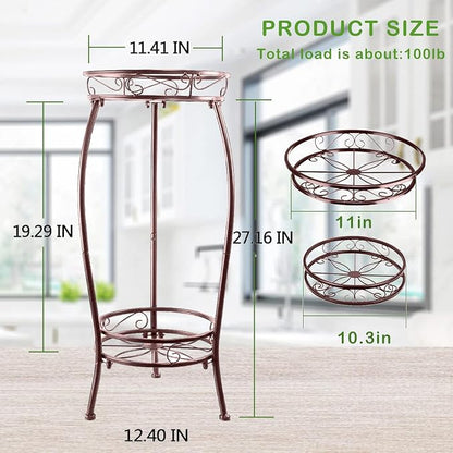 MOCORY Plant Stand Indoor Outdoor 2 Tier 27" Tall Metal Potted Holder Rack - Image 3