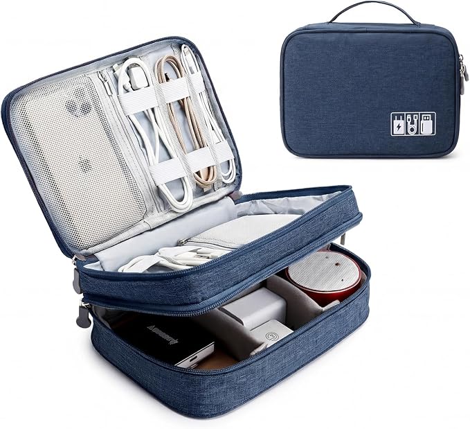 Lanola Travel Cable Organizer Bag, Electronic Accessories Case Portable Double by Lanola