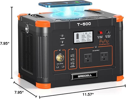GRECELL Portable Power Station 500W, 519Wh/140400mAh Solar Generator Backup - Image 10