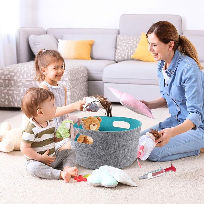 Welaxy Large Storage Basket Felt Open Storage Bins Desk Organize bin Shelf Box - Image 7