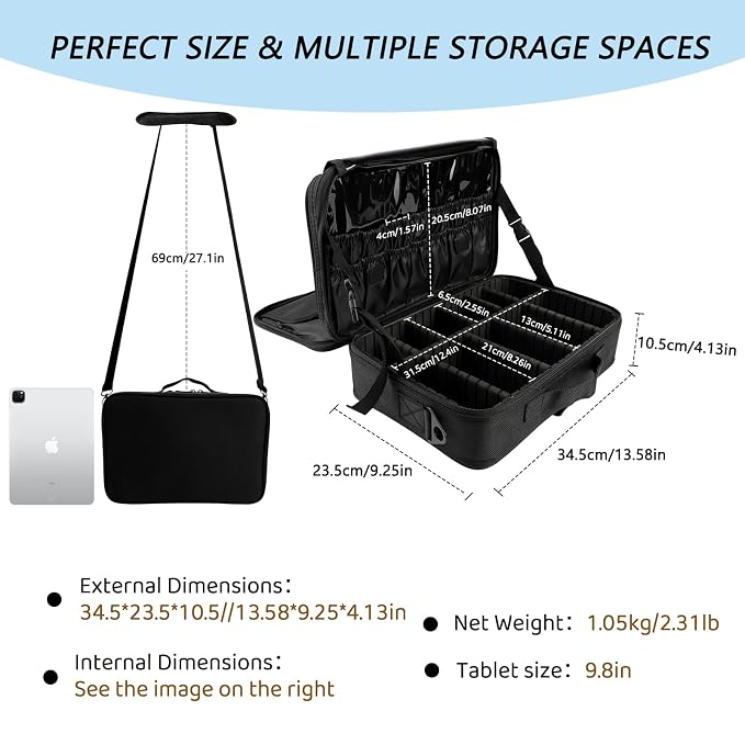 gzcz Travel Makeup Bag, Professional Cosmetic Bags - Image 2