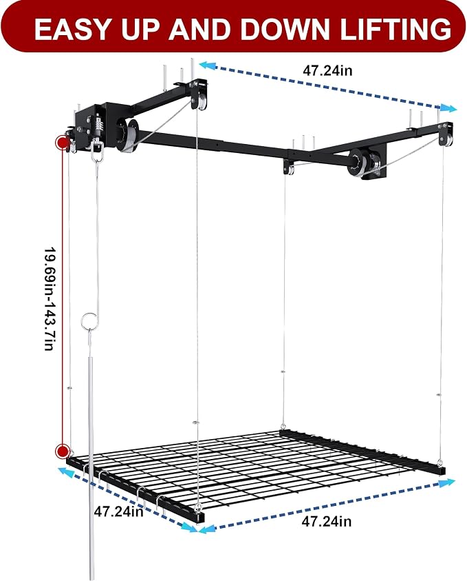 Montary 4x4 FT Overhead Garage Storage Rack - Image 6