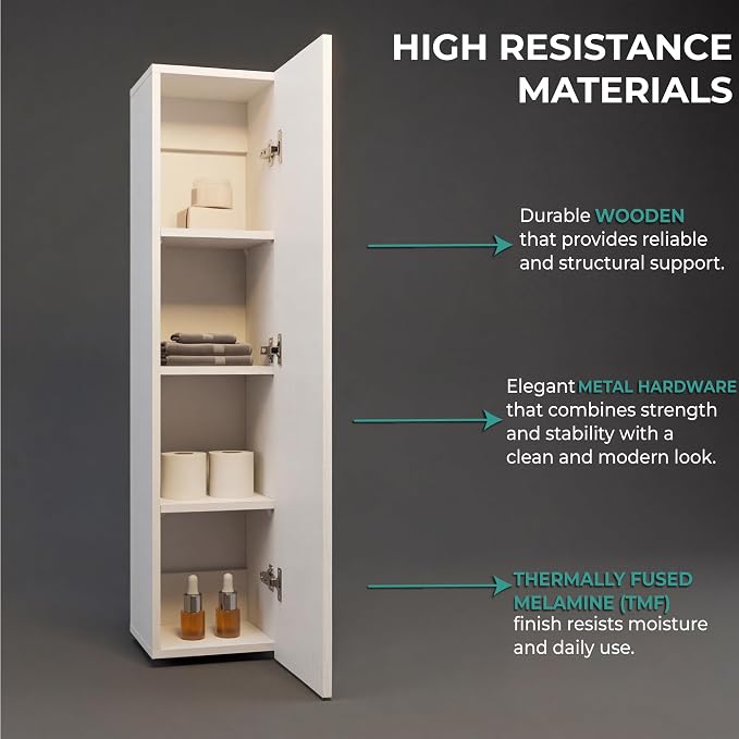 Tuhome Tall Wall Cabinet, 43.3" High Slim One Door Storage - Image 4