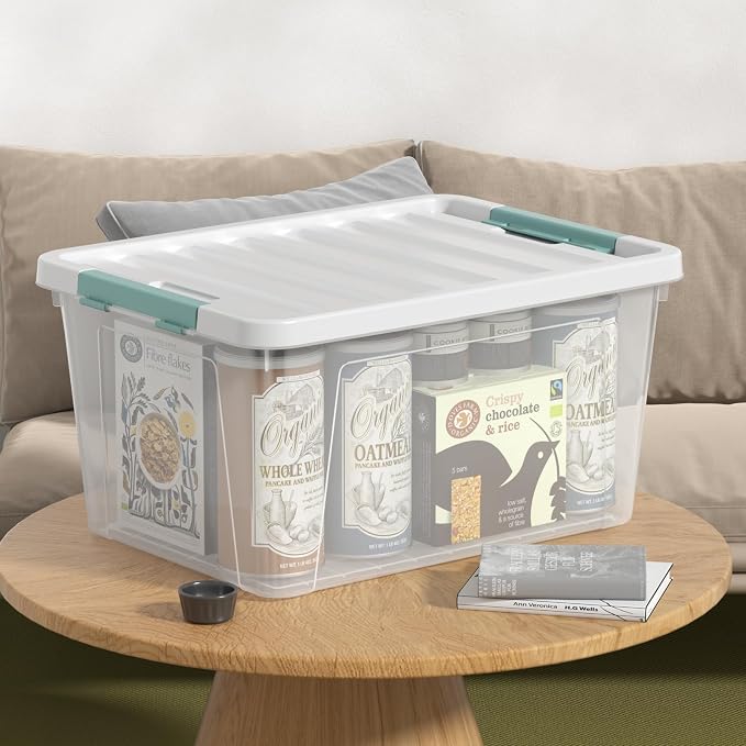 Gainhope 6 Pack 35 L Clear Plastic Storage Bin, Latch Storage Box - Image 4