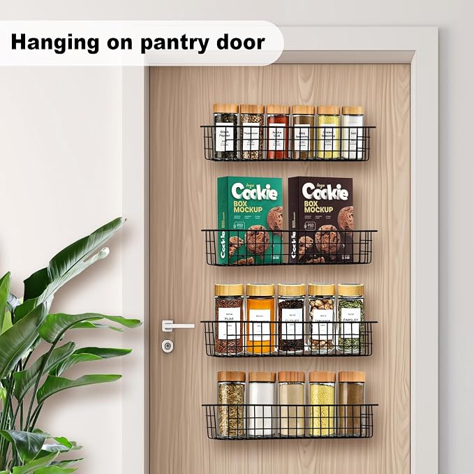 Spice Rack Organizer Wall Mount, 2 Pack Black Seasoning Rack Wire Storage - Image 7