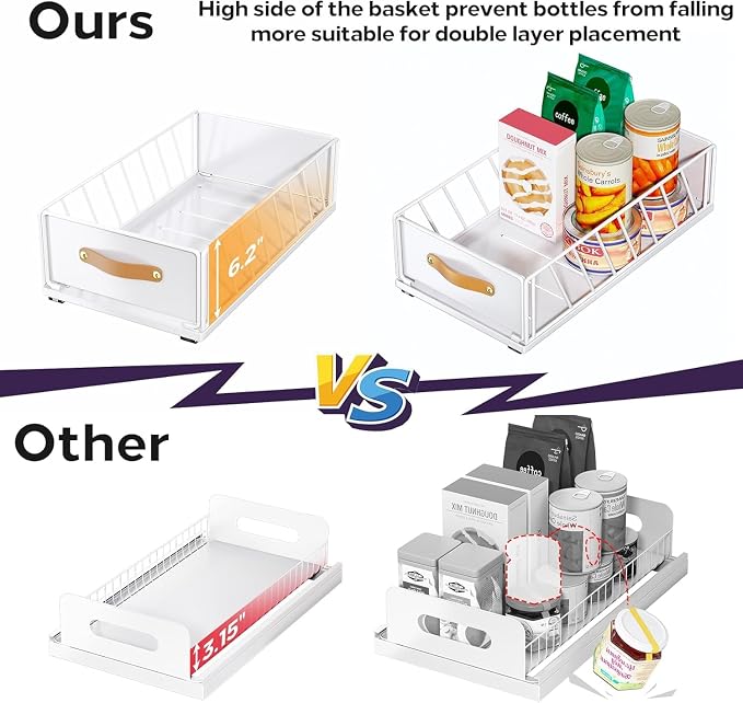 4Pack Pull out Cabinet Organizer, Heavy Duty Slide out Pantry Shelves Drawer - Image 4