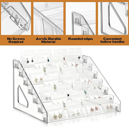 2 Pack 7 Tier Earring Display Stand Acrylic Earring Holder Organizer Holds 4 - Image 3