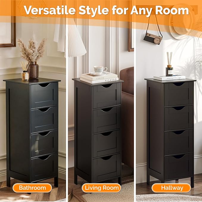 VINGLI Black Bathroom Storage Cabinet - Image 7