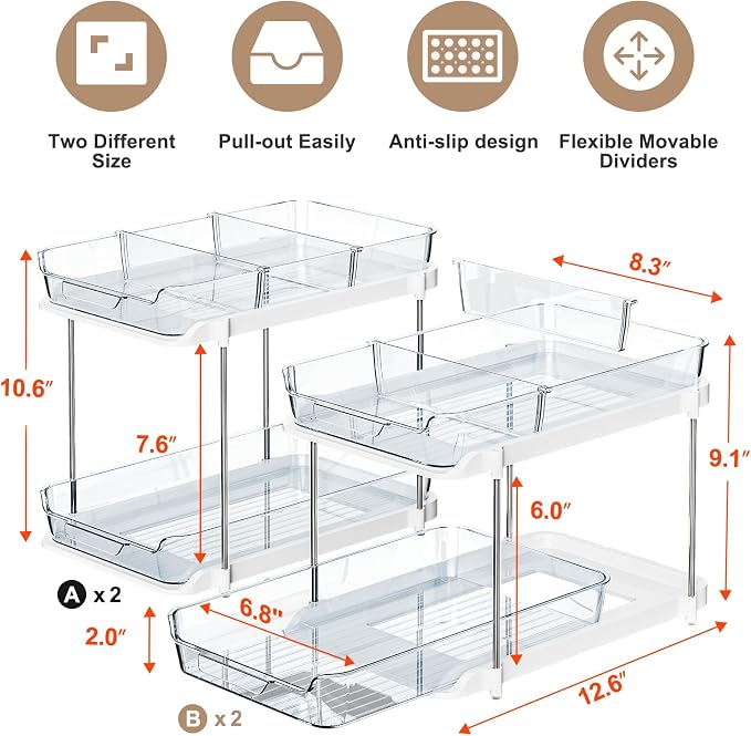Delamu 2-Tier Multi-Purpose Bathroom Under Sink Organizers and Storage - Image 2