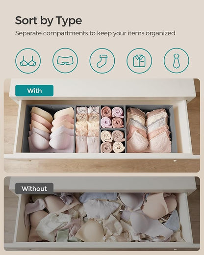 SONGMICS Drawer Organizer, Dresser Drawer Organizers, Foldable Fabric Storage - Image 3