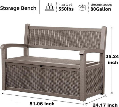 EasyUp 80 Gallon Outdoor Storage Bench Lockable Deck Box Outdoor Storage Box - Image 2