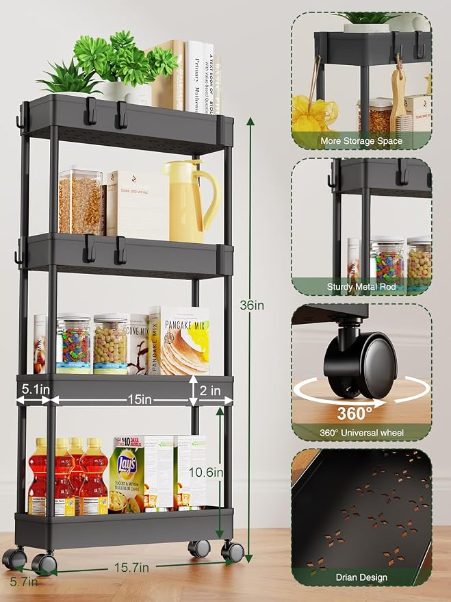 LEHOM 5.1" Slim Storage Cart - Image 3