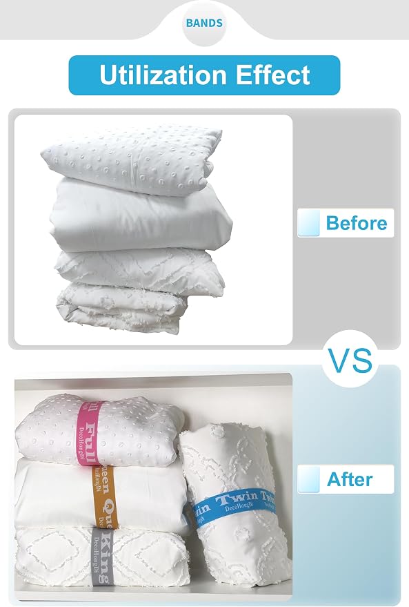 24 Packs Bed Sheet Organizer and Storage Size Label Bands, Elastic Sheet Folder - Image 5