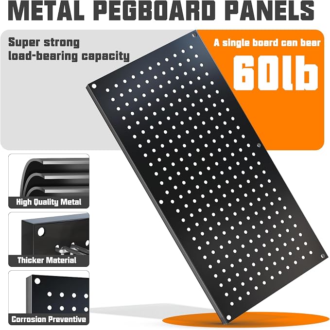 Metal Pegboard Storage System, Garage Wall Organizer, Tool Storage Panels - Image 2