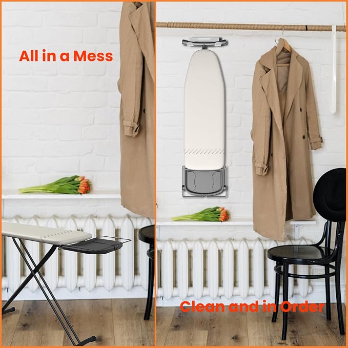 Ironing Board Hanger Wall Mount Ironing Board Holder Organizer Wall Rack - Image 4