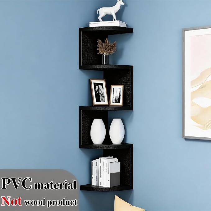 5-Tier Corner Shelf Wall Mount, Screw-Mounted Floating Bookshelf - Image 5