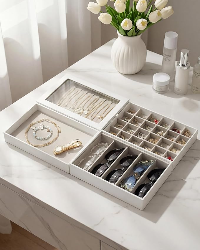 4-Layer Stackable Jewelry Organizer Trays - Image 2