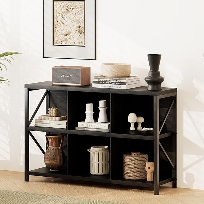 6 Cube Storage Organizer Bookshelf, Industrial Horizontal Bookcase, Accent by Unknown