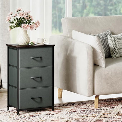 Somdot Small Dresser for Bedroom, 3 Drawer Storage Cabinet, Charcoal Grey | - Image 4