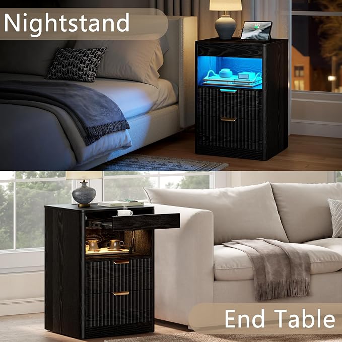 REAHOME Fluted Nightstand Set of 2 - Image 3