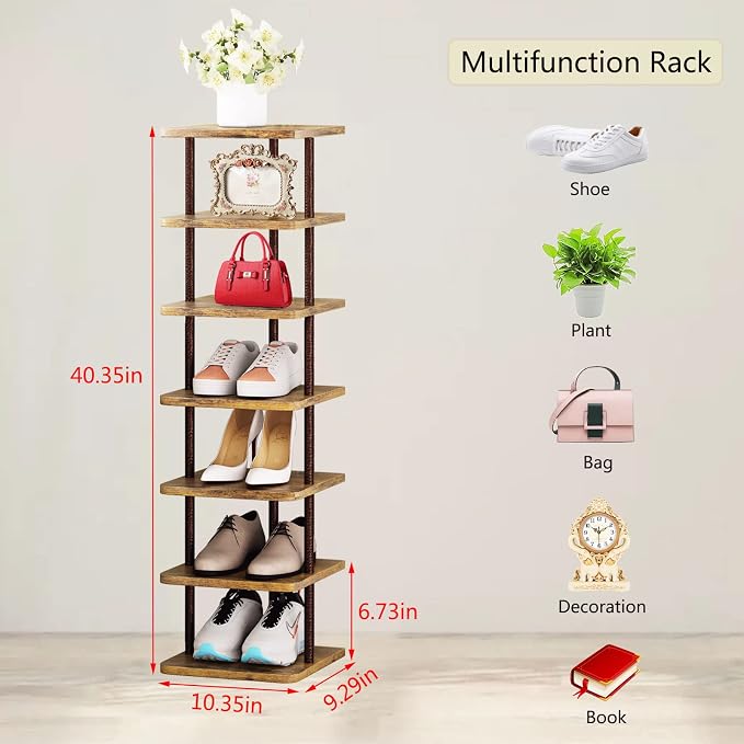 SORCEDAS Shoe Rack Vertical Shoe Shelf Narrow Tall Storage - Image 3