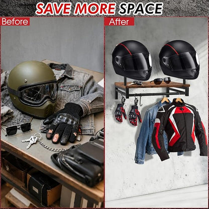 Motorcycle Helmet Holder Wall Mount, Gear Storage Rack - Image 2