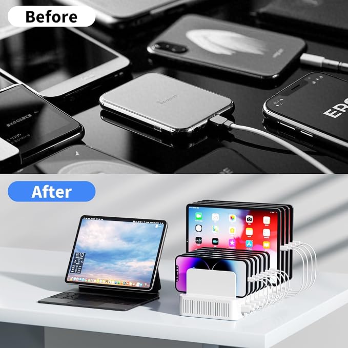 60W Charging Station for Multiple Devices, 10-Port USB Fast Charging Station - Image 4