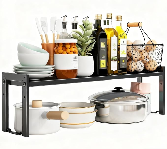 Expandable Cabinet Shelf Organizer 16-26" L Stackable Kitchen Counter Shelf by Urhomeyplus