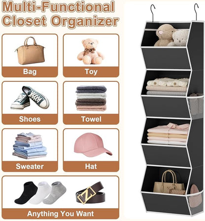 Hanging Closet Organizer Bins for Closet Organization Storage 4 Shelf Black - Image 5