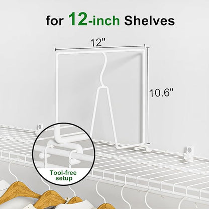SortNStore Wire Shelf Dividers for Closet: Tall 12 Pack 12-inch Deep Wire Rack - Image 2