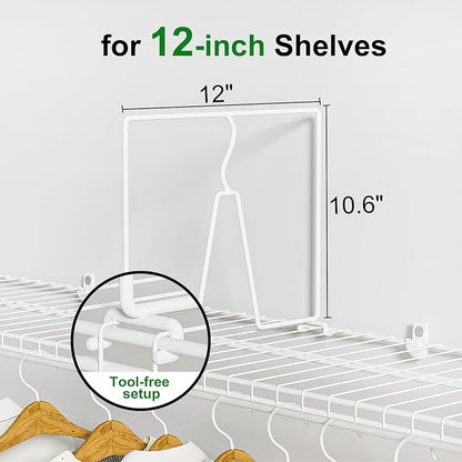 SortNStore Wire Shelf Dividers for Closet: Tall 16 Pack 12-inch Deep Wire Rack - Image 2