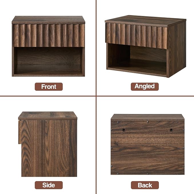 Floating Nightstand with Fluted Drawer - Image 8