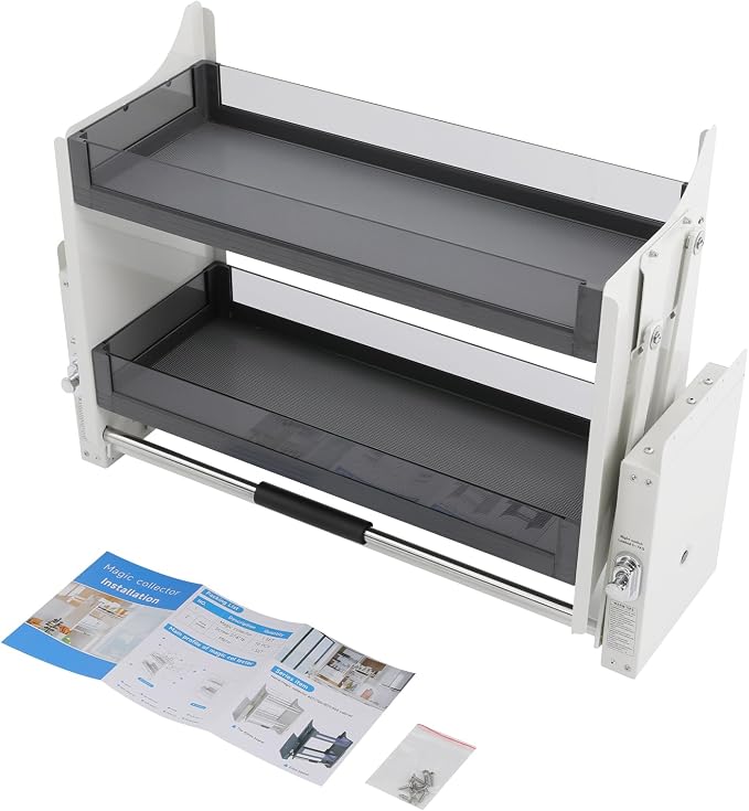 2 Tier Kitchen Cabinet Pull Down Shelf Storage, Pull-down Shelf - Image 6