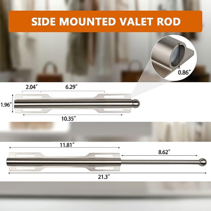 2 Pack Valet Rod for Closet Pull Out, Rod for Bedroom Laundry Room Bathroom - Image 2