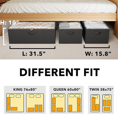 SpaceAid 3 Pack 10" High Under Bed Storage Containers, Large Underbed Storage - Image 4