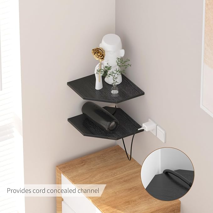 JJL Corner Shelves, 12 Inch Corner Shelf Wall Mounted - Image 4