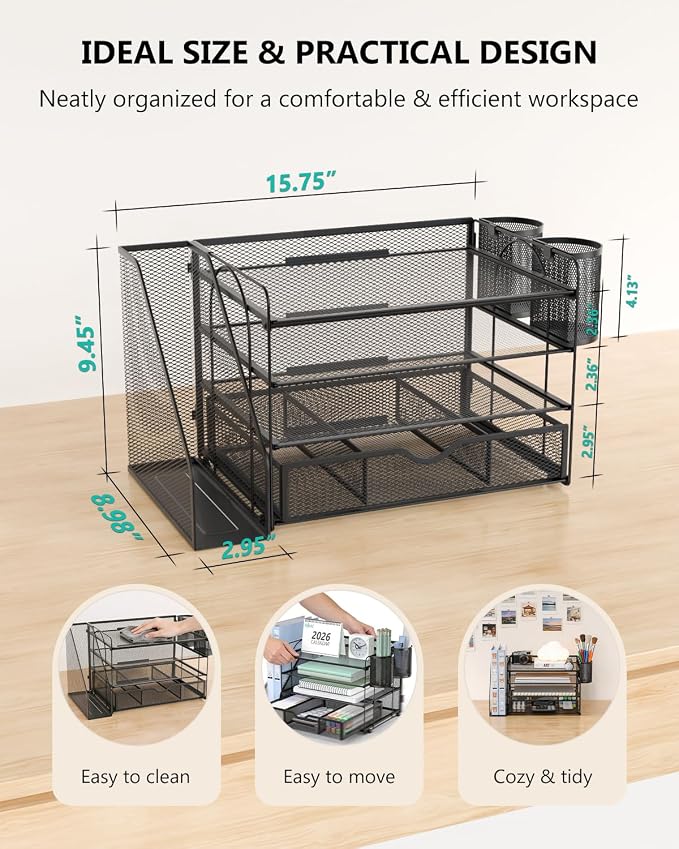 WALI Desk File Organizer, 4 Tier Desktop Paper Letter Tray Organizer - Image 8