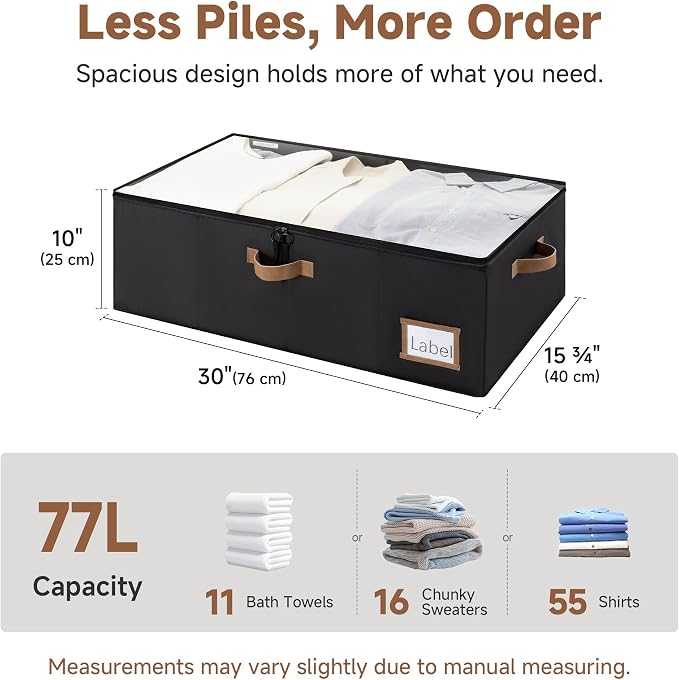 StorageWorks Under Bed Storage Bins, 77L Clothes Organizer - Image 2