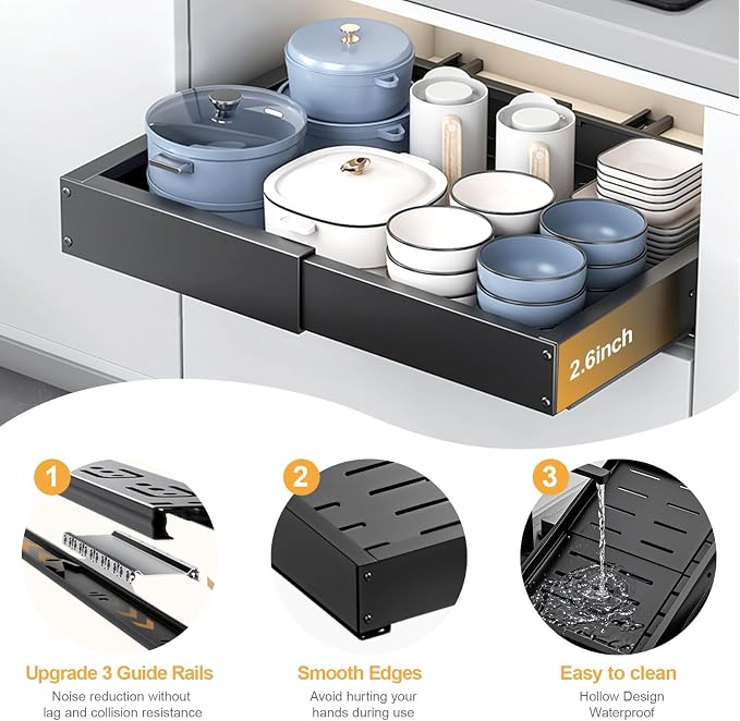 1 Pack Pull Out Cabinet Drawer, Width & Depth Expandable Slide Out Cabinet - Image 4