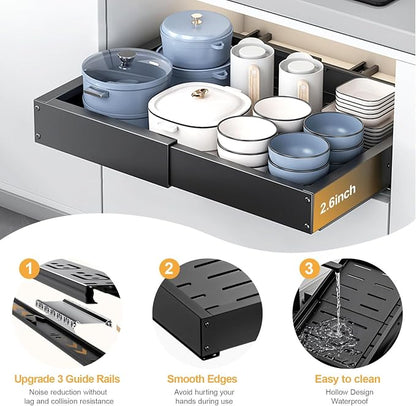 1 Pack Pull Out Cabinet Drawer, Width & Depth Expandable Slide Out Cabinet - Image 4