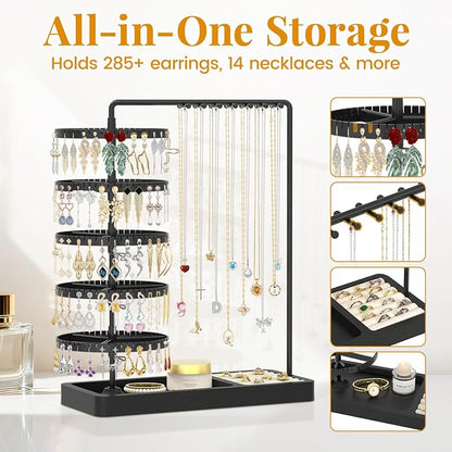 EsLuker.ly Earring Holder Organizer Necklace Display Stand Jewelry Storage | - Image 2