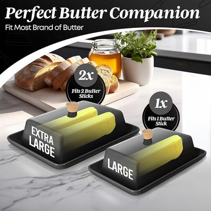 Flexzion Ceramic Black European Butter Dish - Image 3
